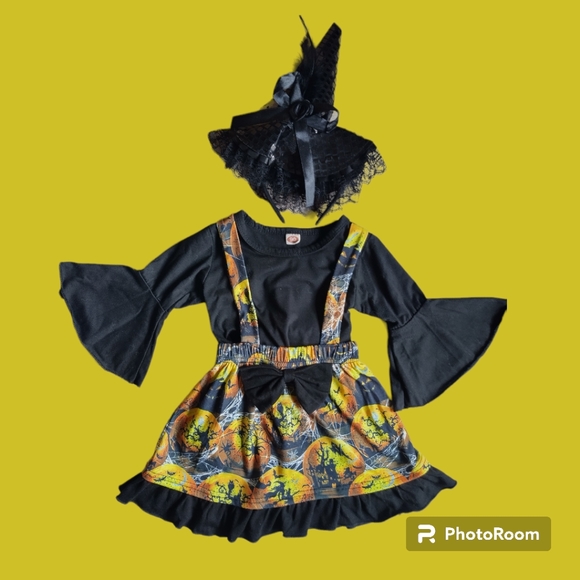 🎃 ABSOLUTELY GORGEOUS HALLOWS EVE/ HALLOWEEN DAY SUSPENDED SKIRT SET 2T/3T🎃 - Picture 4 of 10